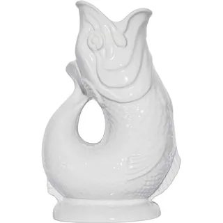 Gluckigluck Karaffe Original Gluggle Jug – das glucksende Original! Wasserkaraffe Fisch Vase Keramikkrug in Fisch-Form | 1,3 L | Weiss
