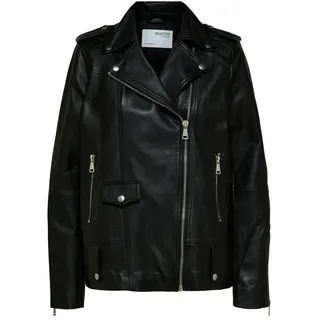 SELECTED FEMME Damen Slfmadison Leather Jacket Noos Lederjacke, Schwarz, 42 EU - 42