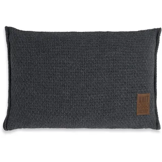 KNIT FACTORY - Jesse Kissen - Anthrazit - 60x40 cm | Sofakissen mit Füllung und Bezug - Couchkissen - Zierkissen - Gestrickter Dekokissen - Zeitloses Design