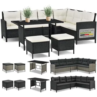 Juskys Manacor Lounge-Set schwarz/beige