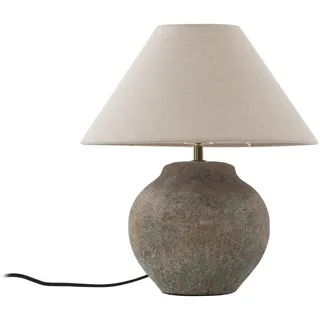 Lucande Tischlampe Thalorin (Skandinavisch) in Braun aus Keramik (1 flammig, E27) - Textil Tischleuchte Schreibtischlampe Nachttischlampe Wohnzimmerleuchte