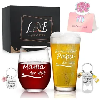 LuxusKollektion Gläser-Set Personalisiertes Weinglas und Bierglas Set mit Gravur - Beste Mama
