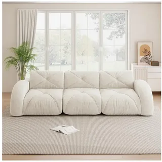 LuxusKollektion 3-Sitzer 3Sitzer Sofa Cord Chenille Polsterung Wohnzimmer Weiß 3-Sitzer weiß