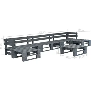 vidaXL Garten-Sofagarnitur 6-tlg. Grau