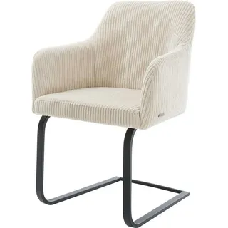DeLife Schwingstuhl Greg-Flex Freischwinger flach Schwarz Cord Beige
