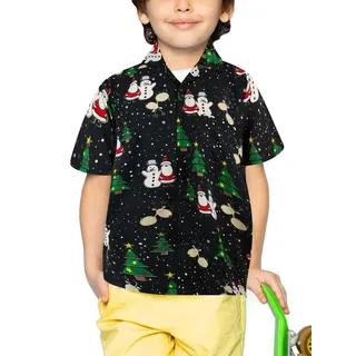 King Kameha Weihnachtshemd Kinder Kurzarm - Funky Hemd Weihnachten Junge - 6 Jahre