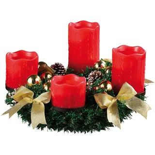 Britesta Adventskranz mit roten LED-Kerzen, goldfarben geschmückt