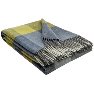 STTS International TIROL Plaid 140 x 200 cm Hellblau/Grau/Gelb