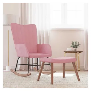vidaXL Schaukelstuhl mit Hocker Samt 327758 72 x 70 x 80 cm Rosa