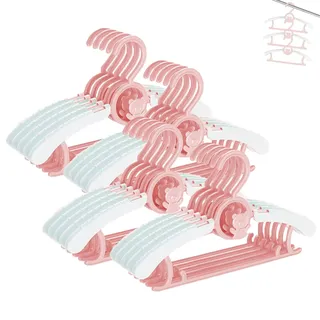 HGYZE Baby Kleiderbügel Kinder Antirutsch, 29-37cm Ausziehbare Kinderkleiderbügel mit Hosenständer, Kunststoff & Stapelbare Mitwachsende Kid Hanger Ideal für Kinderbekleidung, Babybügel 20 Stück