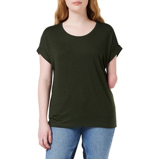 JDY Damen Einfarbiges T-Shirt | Basic Rundhals Ausschnitt Kurzarm Top | Short Sleeve Oberteil ONLMOSTER, Farben:Dunkelgrün, Größe:M