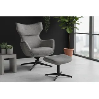 riess-ambiente Ohrensessel VOGUE grau / schwarz - Samt, Metallbeine, mit Armlehnen, 360° drehbar (Einzelartikel, 1-St), gepolsterter Lesesessel - ideal für Wohnzimmer, Homeoffice & Leseecke grau