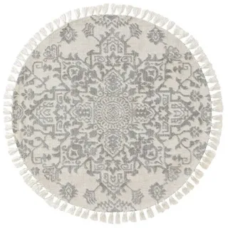 Teppich Elias, benuta, rund, Höhe: 6 mm, Kunstfaser, Berber, Ethno-Style, Wohnzimmer grau