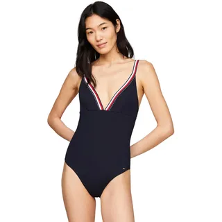 Tommy Hilfiger Damen Badeanzug Triangle One Piece Cut-out, Blau (Desert Sky), XL - XL