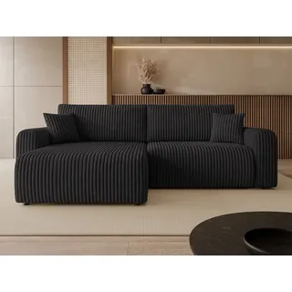 Mirjan24 Eckcouch Cord 5-Sitzer Schwarz