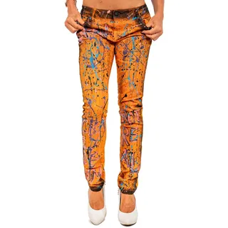 Cipo & Baxx Damen Slim Fit Jeans Mid Waist in Orange | Gr.: W28/L34
