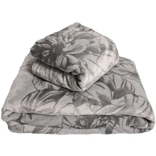 KH-Haushaltshandel Bettwäsche Winter Bettwäsche Teddy Fleece Flausch Plüsch 135x200+80x80cm, Fleece, 2 teilig, hellgrau, uni/einfarbig, super flauschige Winterbettwäsche grau|silberfarben