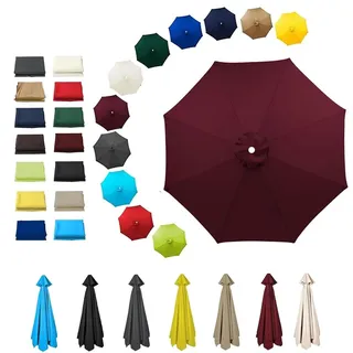 Generisch Sonnenschirm Ersatzbezug 8 Streben, UV-Schutz Ampelschirm Bezug, Wasserdicht Schirmbezug Sonnenschirm Ersatzteile für Balkon, Garten, Pool und Strand(Wine red,300cm/9.8ft)