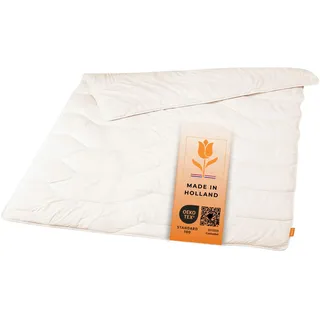 sleepling Schurwolle Ganzjahresdecke 200x200 cm, Bettdecke, 100% Baumwolle, medium Decke 200 x 200 cm, Ganzjahresbettdecke, Schlafdecke,100% Tesselaar Schaf, Made in Holland, OEKO-TEX, selbstreinigend