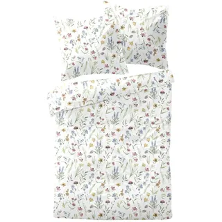 DORMISETTE Mako-Satin Blumen 135 x 200 cm + 80 x 80 cm
