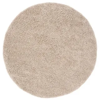 Tapiso Hochflor-Teppich ESSENCE, rund, Höhe: 40 mm, Wohnzimmer, Schlafzimmer, Hochflor, Einfarbig beige rund | 240 cm x 240 cm x 40 mm