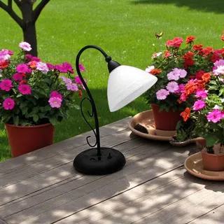 Solar Tischlampe aus Glas, 40,5 cm hoch, Fuß-Durchmesser 18 cm, Schirm-Durchmesser 17,7 cm