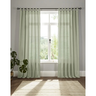 Vorhang ANDAS "Elby 1" Gardinen Gr. 145 cm, Schlaufen, 142 cm, grün (olive) Schlaufen transparent, basic, monochrom, bis 295 cm Länge