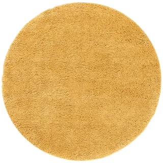 RugVista Comfy, Kinderteppich, Shaggy/Handloom, Ø 100 cm, Rund, Niedriger Stapel, Kinderzimmer, Nur chemische Reinigung, Ohne gefährliche Chemikalien, Gelb