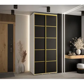 Kleiderschrank YVONA 4 - 100/45 cm, weiß/schwarz/gold - Weiß/Schwarz/Gold
