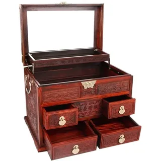 Schmuckkoffer Schmuckkästchen Schmuckbox Mahagoni-Schmuckkästchen mit Schublade, chinesischer Retro-Stil, Armband, Halskette, Ring, Aufbewahrungsbox, Hochzeitsschmuck, Aufbewahrungsbox Schmuckschatull