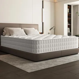 GTIMEX 7-Zonen-Federkernmatratze mit Spannbettlaken, 160 x 200 cm, 22 cm Höhe, Härtegrad H3, atmungsaktiv, rückenstützend, orthopädisch