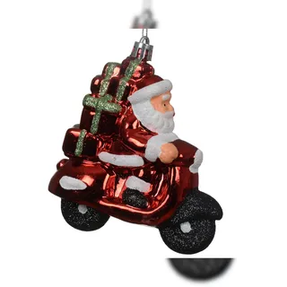Christmas Decorations Christbaumschmuck Kunststoff 10cm Weihnachtsmann auf Roller Figur Bruchfest Weihnachtsbaum Anhänger Weihnachten Weihnachtsbaumschmuck Santa Claus Rot