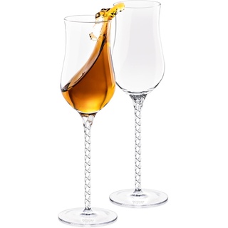 Wilmax Handgefertigt Sherry Gläser | 2 von Set | 130 ml |Grappa-gläser | Schnapsgläser mit Stiel | Likörgläser | Portwein-Gläser | Schnapsglas | Sektgläser | Rotweingläser | Weingläser | Shotgläser