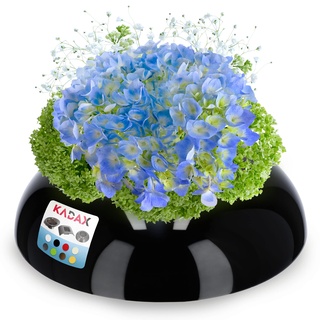 KADAX Ikebana aus Kunststoff, Ikebana Vase, Blumentopf, Blumenschale, Japanischer Blumenhalter für Sonnenblumen, Ikebana-Blumenvase, Blumengestecke (⌀ 12cm, rund, Schwarz)