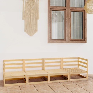 vidaXL 4-Sitzer-Gartensofa Kiefer Massivholz