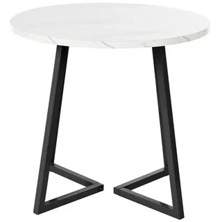LuxusKollektion Esstisch Esstisch rund 80 cm Marmoroptik Metallgestell (1-St) bunt