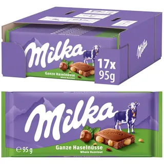 MILKA Ganze Haselnüsse Schokoladentafel 17 Packungen 1615 g
