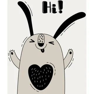Babywanddeko Happy Rabbit, Grau, Metall, 50x50x3 cm, Babymöbel, Kinderzimmer-Deko, Babyzimmer Wanddeko
