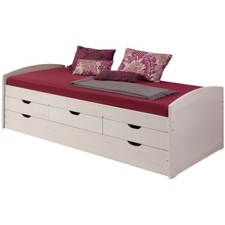 IDIMEX Bett mit Stauraum Julia Kiefer massiv weiß Tagesbett Ausziehbett Bett 90x200 cm (B x L)