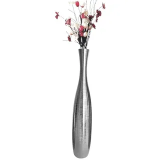 trends for living Bodenvase Edelste Deko-Bodenvase Hohe Keramikvase für Pampasgras & Dekozweige silberfarben 50 cm