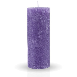 HS Candle Stumpenkerze Rustikale Antik Kerze (vers. Farben / Größen), Duftfreie Altarkerze - Dekokerze - lang Brenndauer - Retro lila
