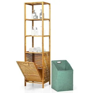Divit Regal Bambus Regal mit Wäschekorb BW1 Badezimmer Hochschrank