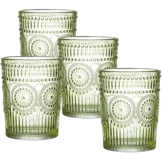 MARELIDA Trinkgläser grün 280ml Wasergläser Saftgläser Vintage Boho 4 Stück