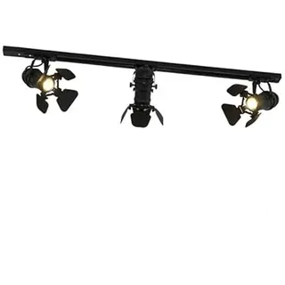 Qazqa Modern Schienensystem Lampen Komplettset, Schienenbeleuchtung, Deckenstrahler, Deckenspot - Iconic Movie - Schwarz, 3-flammig, 100cm, Ideal als Küche lampe und