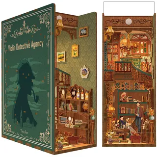 tonecheer Book Nook Kit 3D Holzpuzzle Booknooks DIY Modellbausätze Erwachsene zum Baue Miniatur Haus bücherregal Nook Book mit Licht lustiges Geschenke Geburtstagsgeschenk(Die Geigen-Detektei)