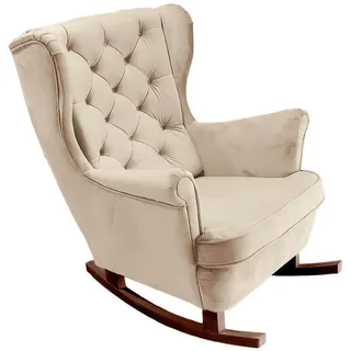 DomoHome Schaukelsessel, Beige, Holz, Echtholz,Buche, Rechteckig, 81x102x95 cm, Wohnzimmer, Sessel, Schaukelstühle