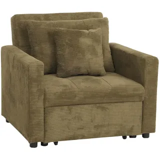 MCW Schlafsessel MCW-L90 Cord 200 x 100 x 70 cm Grün mit Schlaffunktion