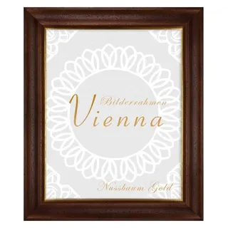 Einzelrahmen Bilderrahmen Vienna, (1 Stück), 45x60 cm, Nussbraun Gold, Holz braun 45 cm x 60 cm