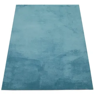 KADIMA DESIGN Teppich Kurzflor waschbar Unifarben Wohnzimmer schmutzabweisend Türkis Rechteckig 160x220 | 100% Polyester | Florhöhe: 10 mm | pflegeleicht