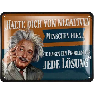 LANOLU Retro Blechschild- Problem für jede Lösung - Poster aus Metall mit Zitat, Geschenke für Freundinnen, Lebensweisheiten in Shabby Deko Style, Sprüche vintage Metallschild 15x20cm